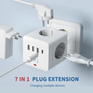 Multiprise 3 prises secteur, 3 USB 1 Type-C