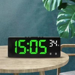 Commande vocale réveil numérique température double alarme Snooze horloge