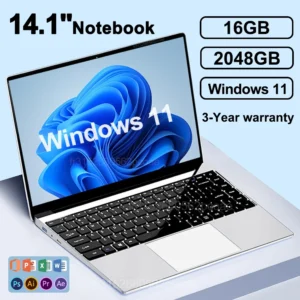 14.1 "ordinateur portable Ultra mince 16GB RAM 2 to SSD Intel N3700 PC Windows 11 Pro