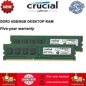 RAM DDR3 Crucial Dektop 4 Go 8 Go 1333 MHz 1600 MHz Mémoire DIMM PC3-12800 RAM PC