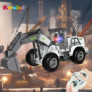 Bulldozer télécommandé avec lumière, jouet RC, pelle, camion à roulettes, jouets pour enfants
