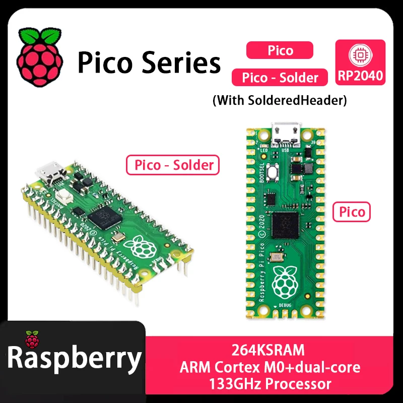 Raspberry Pi Pico Pico 2 Pico W Pico WH Pico H Pico 2 W RP2040 RP2350 puce avec carte de développement WiFi sans fil, MciroPython – Image 4