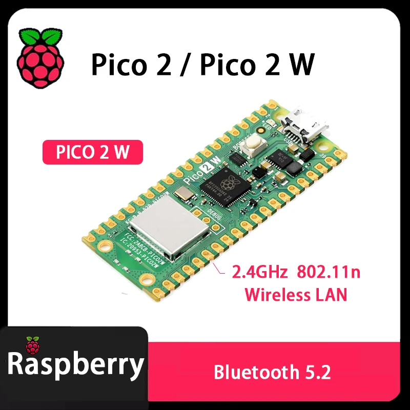 Raspberry Pi Pico 2 Pico 2 W Pico 2 soudure Pico 2 W-broche de soudure kit de base en-tête RP2350A sans fil LAN Bluetooth 5.2 – Image 4