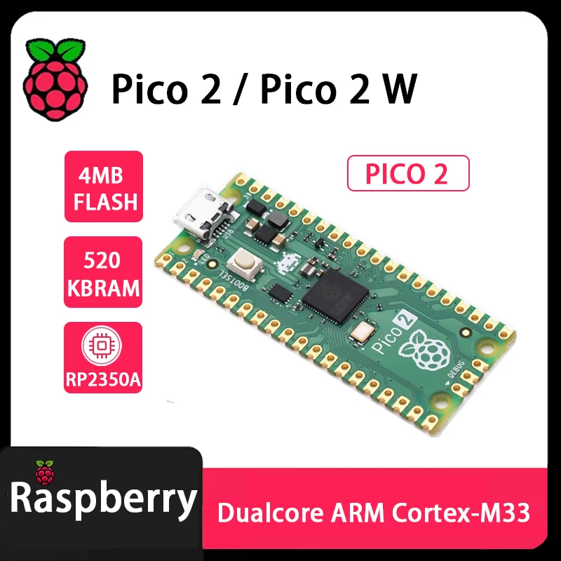 Raspberry Pi Pico 2 Pico 2 W Pico 2 soudure Pico 2 W-broche de soudure kit de base en-tête RP2350A sans fil LAN Bluetooth 5.2 – Image 3