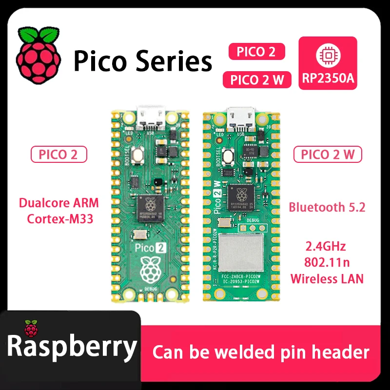 Raspberry Pi Pico Pico 2 Pico W Pico WH Pico H Pico 2 W RP2040 RP2350 puce avec carte de développement WiFi sans fil, MciroPython – Image 2