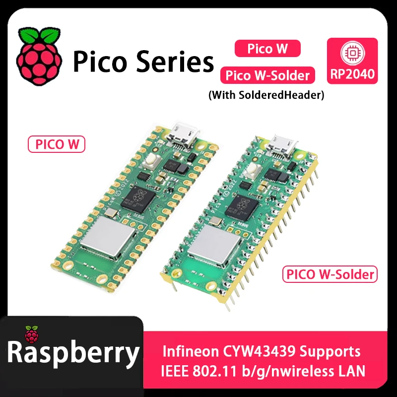 Raspberry Pi Pico Pico 2 Pico W Pico WH Pico H Pico 2 W RP2040 RP2350 puce avec carte de développement WiFi sans fil, MciroPython – Image 5